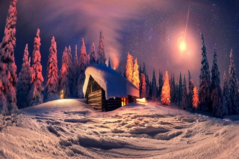 夜晚的雪景