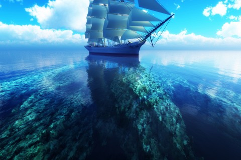 大海上的唯美帆船