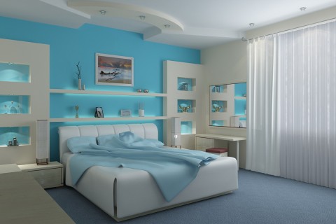 蓝色卧室