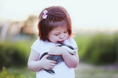 爱护动物的小女孩