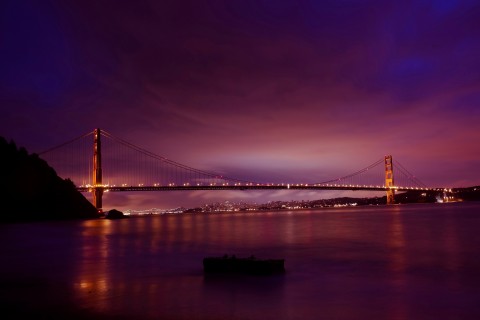 夜幕下的旧金山金门大桥
