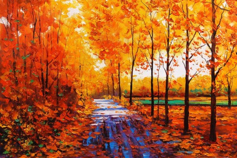 秋天景色水彩画