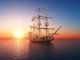 夕阳下的海盗船