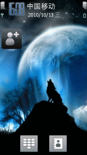 蓝色夜空中的狼的呼唤